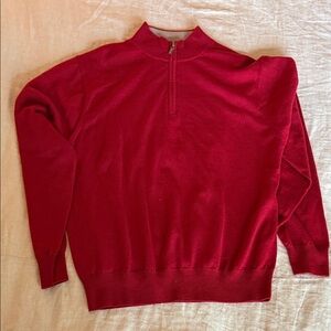 Peter Millar Red Wool Quarter-Zip Pullover